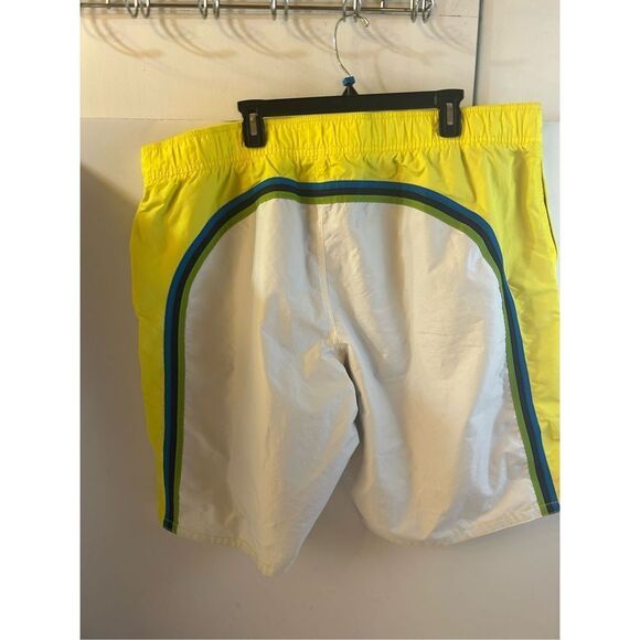 Old Navy swim trunks yellow gray xxl rn#54023 100% nylon nwot - Picture 2 of 8